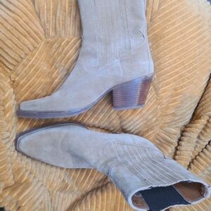 Marks & Spencer Taupe Suede Heeled Western Ankle Boots